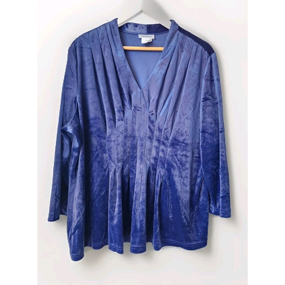CW Classics Women's Velvet  Blouse  Long Sleeve Size 1X